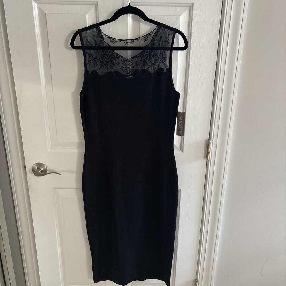 New York and Company Eva Mendes Collection Sleeveless Embroidered Sweater Dress